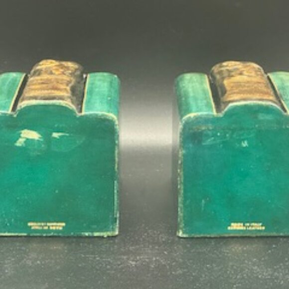 Pair of Italian Leather Clad Figural Cherub Bookends, Circa 1930 - Picture 4 of 7